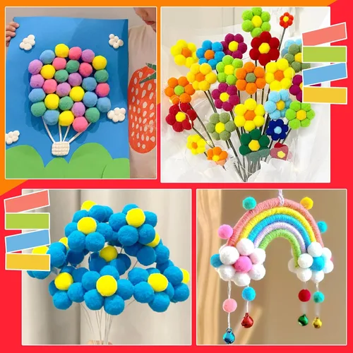 Miniatura 8 de MORFEN 150 pompones, pompones de 1 pulgada de color rojo oscuro, bolas esponjosas, pequeños pompones para manualidades, proyectos de manualidades