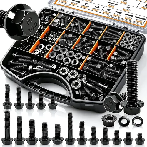 Miniatura 14 de mankk Kit surtido de pernos métricos de 1004 piezas y tornillos y tuercas de brida M4 M5 M6 M8 (0.472 in a 1.181 in) con tuercas y arandelas