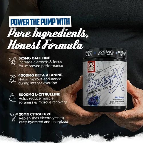 Miniatura 3 de Old School Labs Polvo de preentrenamiento Blast X avanzado, potenciador de energía intensa para hombres y mujeres - Frambuesa azul