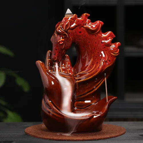 Miniatura 13 de Soporte para Incienso de Cono Cascada – Humo frío que fluye hacia atrás, quemador de incienso con reflujo, fuente de cerámica, soporte único