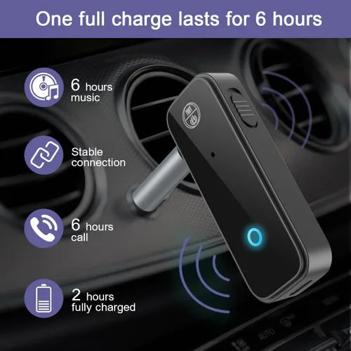 Miniatura 4 de Paquete de 2 adaptadores Bluetooth Aux para coche, receptor transmisor Bluetooth 5.3 2 en 1 para auriculares, altavoz de audio para el hogar