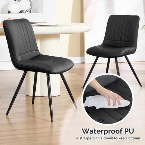 Miniatura 7 de Sillas de comedor, modernas sillas de comedor con cojines gruesos, sillas tapizadas de piel sintética para cocina, comedor con patas de metal
