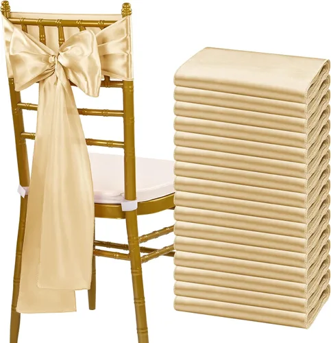 Miniatura 19 de fani 60 cintas de satén negras de 7 x 108 pulgadas para silla, fundas universales para silla, bodas, fiestas de cumpleaños, celebraciones, hoteles