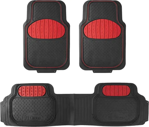 FH Group Alfombrillas de piso para automóvil - Alfombrillas de goma resistentes para autos, juego completo universal, alfombrillas automotrices Rojo