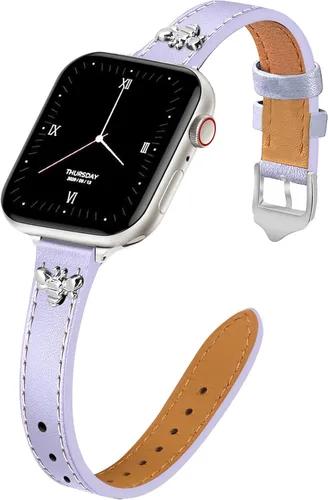 Miniatura 16 de JR.DM Correas de cuero delgadas compatibles con Apple Watch Band 1.496 in 1.575 in 1.614 in 1.654 in 1.732 in 1.772 in 1.811 in 1.929 in, correa