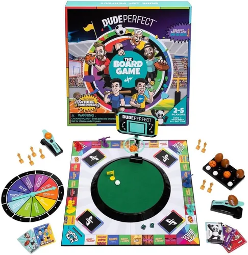 Dude Perfect Juego de mesa, juegos de mesa familiares desafiantes y competitivos para 2 a 5 jugadores, juegos de mesa deportivos ideales para noches