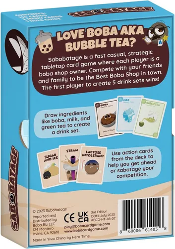 Miniatura 6 de Sabobatage: El juego de cartas Boba Juego de fiesta fácil y familiar Juegos de cartas para adultos, adolescentes y niños 2-5 jugadores