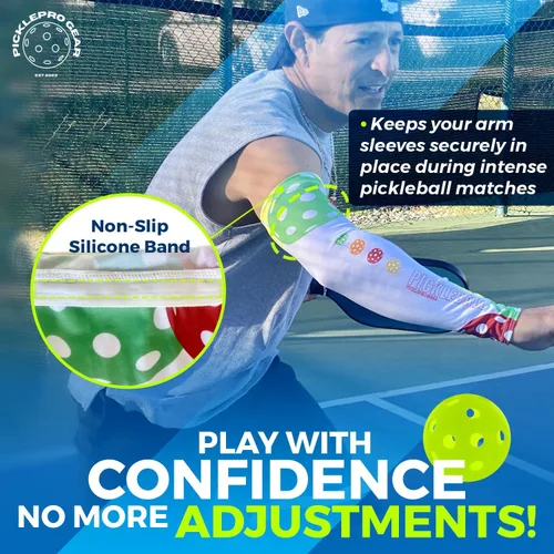 Miniatura 6 de Mangas de brazo de pickleball – Ajuste de compresión y protección UV – Mangas deportivas transpirables para jugadores – Tamaño M/L – 5 diseños