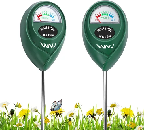 WNJ Paquete de 2 medidores de humedad del suelo, monitor de agua para plantas, medidor de humedad del césped, sensor higrómetro del suelo para