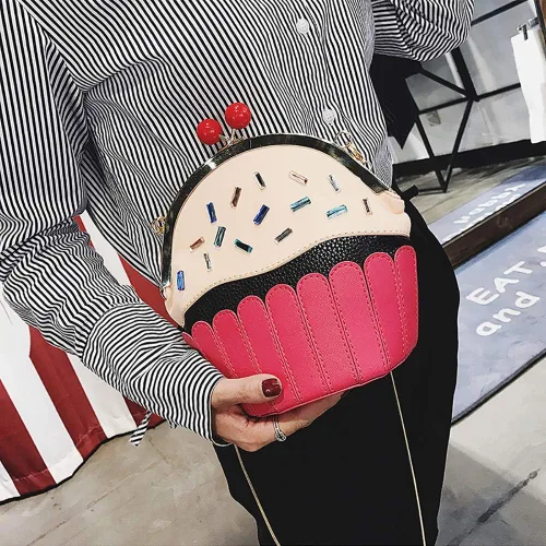 Miniatura 3 de QZUnique Bolso cruzado de la forma de la comida Bolso del cuerpo de la PU del bolso de la historieta del helado del bolso del bolso del bolso