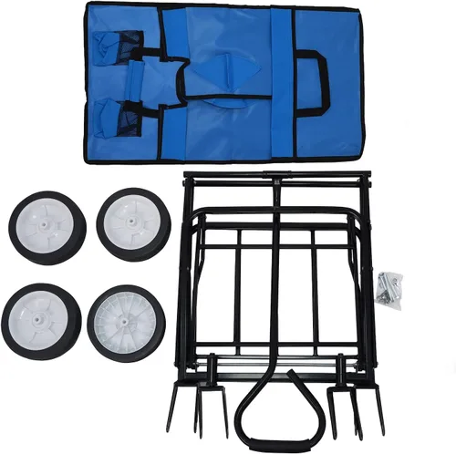 Miniatura 6 de Carro plegable multifunción azul al aire libre ruedas portátiles para uso público, camping, comestibles, compras, transporte de niños, picnic