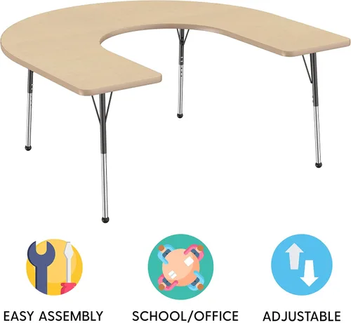 Miniatura 22 de FDP Clover Mesa de Actividades Escolar y de Oficina (48 x 48 pulgadas), patas estándar con deslizadores giratorios para entornos de asientos