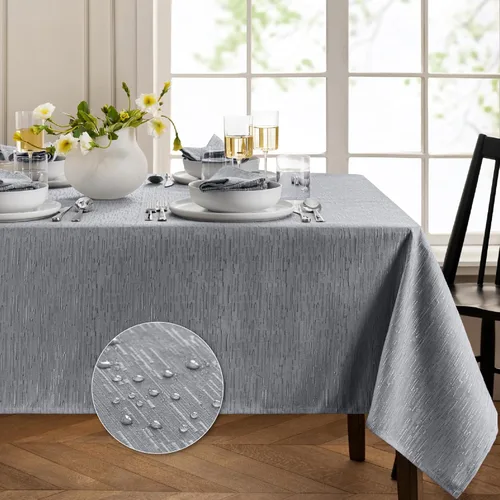 Miniatura 20 de Elrene Home Fashions - Mantel Continental de textura sólida resistente al agua, manchas y arrugas, 70 pulgadas, redondo, color gris pardo