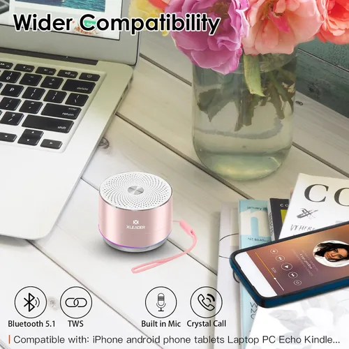 Miniatura 3 de Mini altavoz Bluetooth para la ducha, altavoz impermeable IPX6, con luces RGB, micrófono, cordón de silicona portátil, ventosa, sonido claro