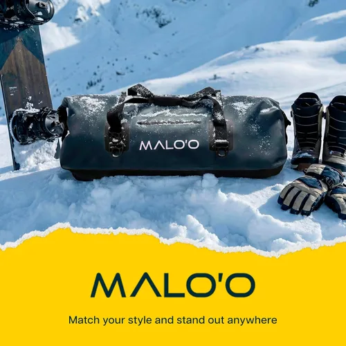 Miniatura 7 de Malo’o Bolsa de lona impermeable seca, bolsa de equipo resistente de cubierta enrollable impermeable con correas para el hombro y bucles Molle, Negro
