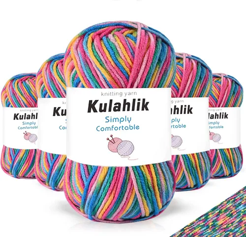 Miniatura 8 de 50g (1x50g) Hilo Acrílico para Crochet y Tejido, Hilo Degradado Colorido, 1 Rollo de Madejas, Hilo Acrílico Multicolor, Perfecto para Proyectos