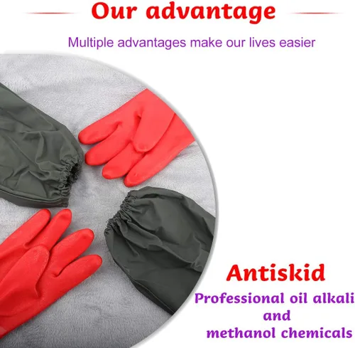 Miniatura 7 de Coopache Guantes de estanque de brazo completo con forro de algodón, guantes impermeables extra largos para limpieza de estanques/industria