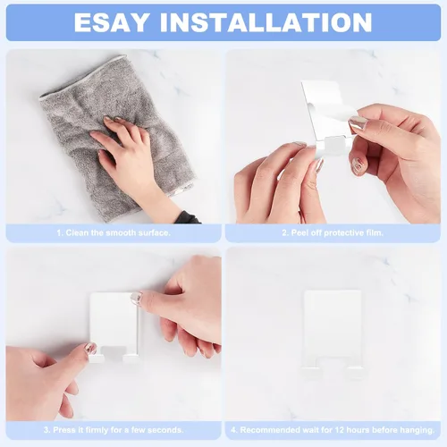 Miniatura 6 de VIS'V Soporte adhesivo para maquinilla de afeitar, ganchos de pared para él y ella, metal, impermeable, blanco, 2