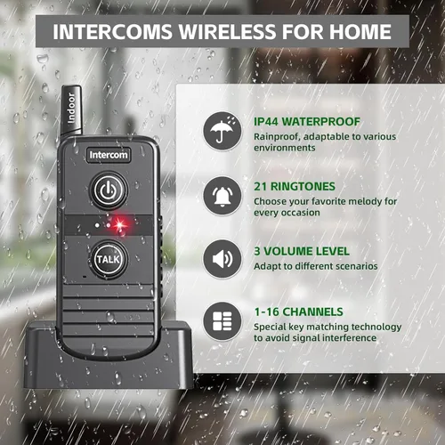 Miniatura 3 de Intercomunicador bidireccional en tiempo real, intercomunicadores inalámbricos para el hogar de 4900 pies de largo alcance, sistema de comunicación