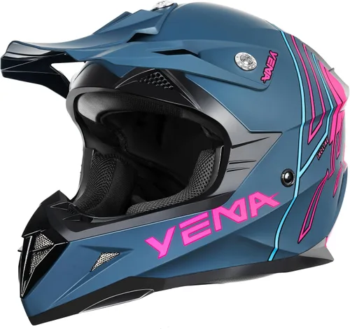 Casco para Dirt Bike YEMA aprobado por DOT - Casco de motocross ATV MX BMX todoterreno de cara completa con 8 ventilaciones y forro removible, casco