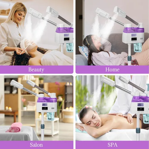 Miniatura 5 de Vaporizador facial profesional 2 en 1, vaporizador esteticista con niebla fría y caliente, vaporizador facial para limpieza profunda facial