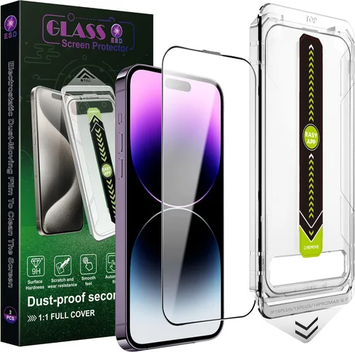 Miniatura 25 de Paquete de 2 protectores de pantalla mate antiluz azul para iPhone 14 Pro Max/15 Plus/16 Plus (6.7 pulgadas), vidrio templado 9H, antirreflejos