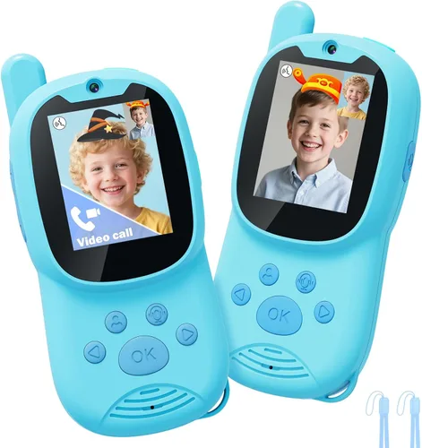 Walkie talkies de video para niños, paquete de 2 walkie talkies recargables para niños que pueden enviar mensajes, regalos de cumpleaños de Navidad