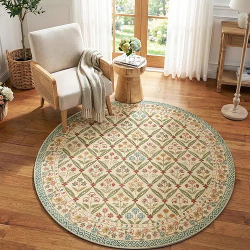 Miniatura 25 de jinchan Haden - Alfombra de entrada de 2 x 3 pulgadas, diseño floral vintage, lavable, suave, antideslizante, de pelo bajo, para puerta, cocina