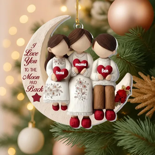 Miniatura 16 de Abuela y Nieto Moon Loves - Adornos Acrílicos Personalizados de 1 Capa - Te Amo Hasta la Luna y de Vuelta - Adorno Adornos Navideños 2025
