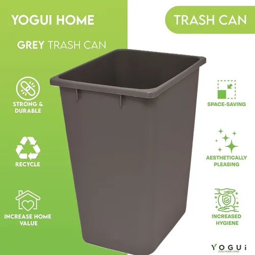 Miniatura 4 de Cubo de basura de plástico – 35 cuartos (9 galones) – Cubo de basura interior para cocina, hogar, oficina y uso comercial – Cubo grande de Gris