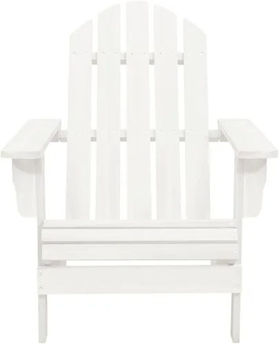 Miniatura 6 de Silla Adirondack para patio con mesa de madera de abeto maciza, color blanco, juego de muebles de patio al aire libre, juego de asientos de jardín