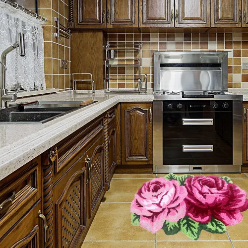 Miniatura 2 de UKELER Alfombras de baño con rosas rosadas para baño, antideslizantes, absorbentes, alfombra de cocina, peludas, suaves, para dormitorio de niñas
