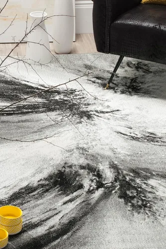 Miniatura 18 de SAFAVIEH Glacier Collection GLA127M - Alfombra moderna abstracta que no desprende pelusa, para sala de estar o dormitorio, 4 x 6 pies, azul/gris