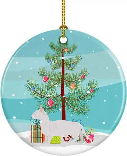 Miniatura 101 de Caroline's Treasures Adorno de cerámica con texto en inglés "Merry Christmas" para colgar en el árbol de Navidad, decoración para el hogar, Navidad