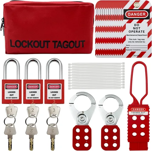 Miniatura 8 de Kit de etiquetado de bloqueo - Bloqueo de circuito con abrazadera, abrazaderas de bloqueo de grupo, etiqueta de bloqueo, cortacircuitos universal
