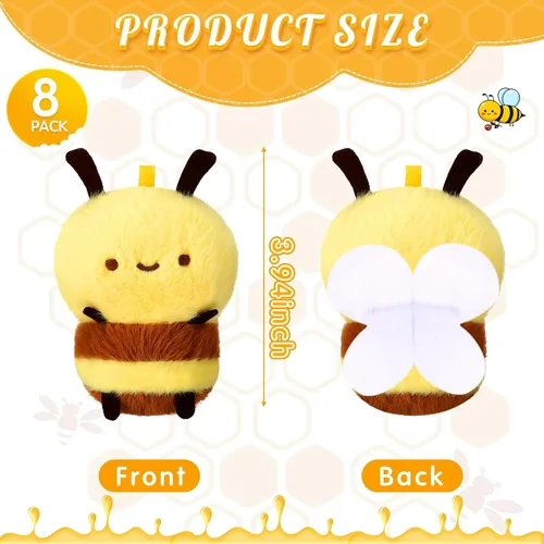 Miniatura 3 de Sratte 8 piezas 9.99 centímetros de abejas de peluche de 3.94 pulgadas, abeja pequeña de peluche suave, abeja de miel de peluche, llaveros