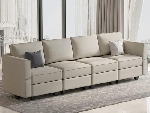 Miniatura 33 de Belffin Módulo de Almacenamiento con Otomana para Sofá Seccional Modular Asiento Cuadrado Cubo de Terciopelo Azul