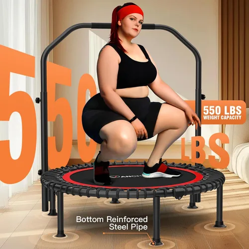 Miniatura 5 de ANCHEER Trampolín Reboteador Plegable de 48" para Adultos/Niños con Bandas de Resistencia y Cuerdas Elásticas, Mini Trampolín Interior y Exterior