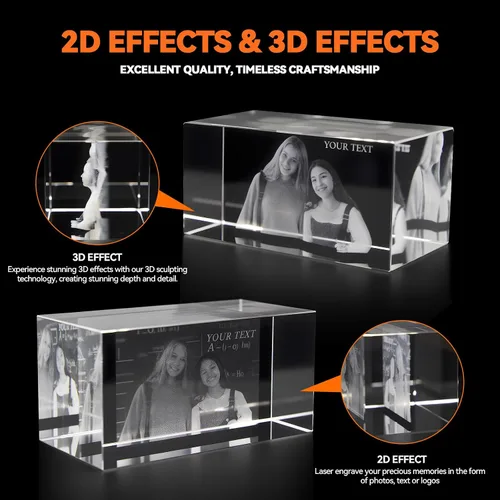 Miniatura 3 de Q&K Regalo de fotos de cristal 3D, foto 3D personalizada grabada en luces nocturnas de cristal, lámpara grabada personalizada para mascotas