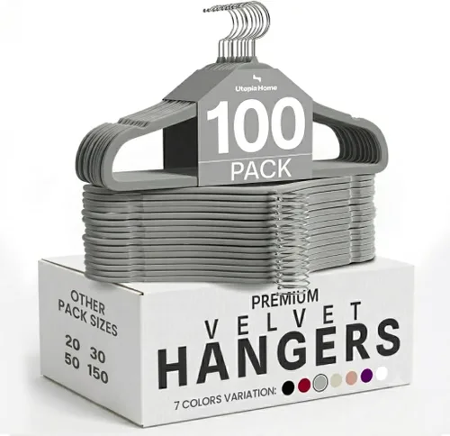 Miniatura 16 de Utopia Home Velvet Hanger - Paquete de 50 perchas delgadas antideslizantes de lujo para pantalones y abrigos, perchas fuertes que ahorran espacio