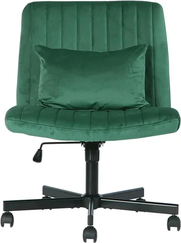 Miniatura 9 de Silla cruzada con ruedas, silla de oficina con patas cruzadas con ruedas, silla de oficina sin brazos, sillas de escritorio de terciopelo con ruedas