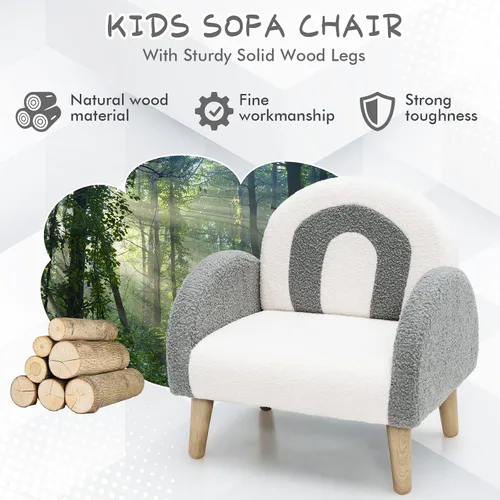 Miniatura 8 de INFANS Sofá para Niños, Sillón para Niños Pequeños con Marco de Madera Maciza, Diseño Anti-Volcadura, Tela de Felpa, Silla Tapizada para Niños