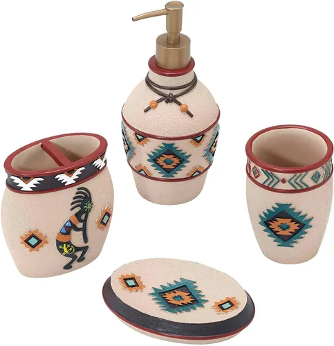 Miniatura 10 de Avanti Linens - Vaso, artículos esenciales para el baño de invitados, decoración azteca para el hogar (colección de baile navajo)