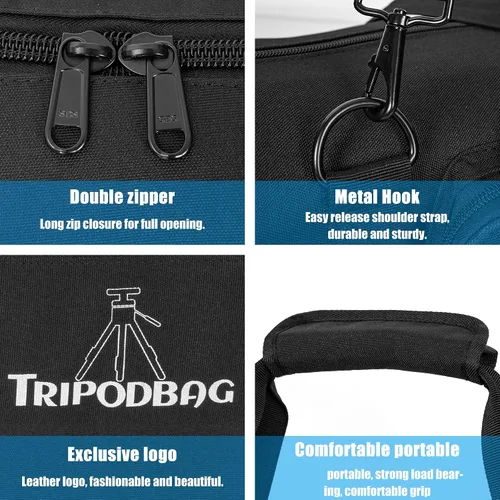 Miniatura 5 de TORIBIO Bolsa de trípode multifuncional de 33.5 pulgadas, funda de transporte de trípode resistente, funda para soporte de música, micrófono
