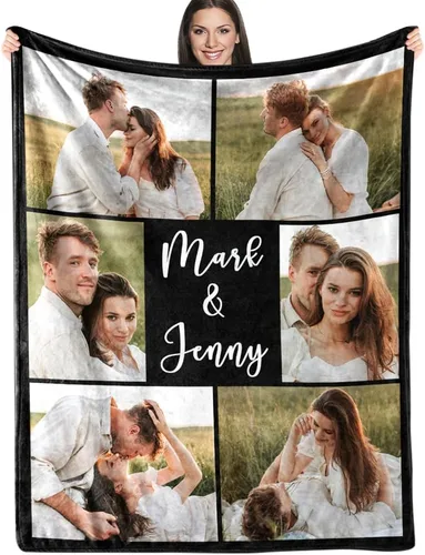 Miniatura 11 de ICELIETE Manta personalizada con texto en imagen, manta de forro polar personalizada con foto para regalos para parejas, mantas personalizadas y 08