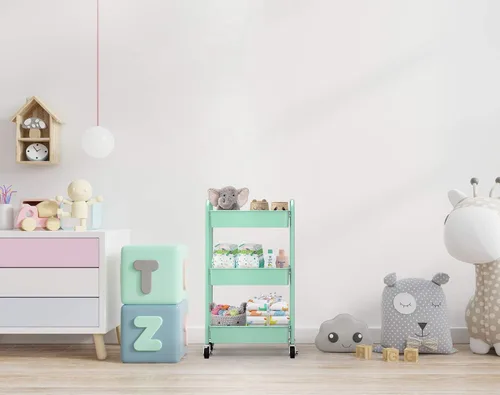 Miniatura 6 de CAXXA Organizador de almacenamiento de metal con ruedas de 3 niveles, carrito de utilidad móvil, carrito de cocina con ruedas giratorias
