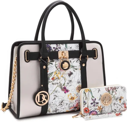 Miniatura 79 de Dasein Bolsos de mano de dos tonos para mujer, bolsos de hombro de cuero vegano, bolsa grande con cartera a juego