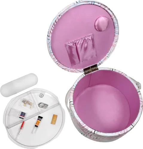 Miniatura 9 de SINGER Cesta de Costura Grande Redonda Premium con Bolsa de Cremallera a Juego y Kit de Costura de Emergencia 30% Más Volumen de Almacenamiento