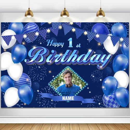 Miniatura 61 de Dicodes Fondo de decoración de feliz cumpleaños número 100 color azul marino personalizado, cartel con purpurina, pancarta, suministros