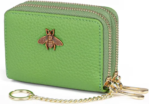 Miniatura 54 de imeetu Soporte para tarjetas de crédito RFID, cartera pequeña de cuero con cremallera para mujer